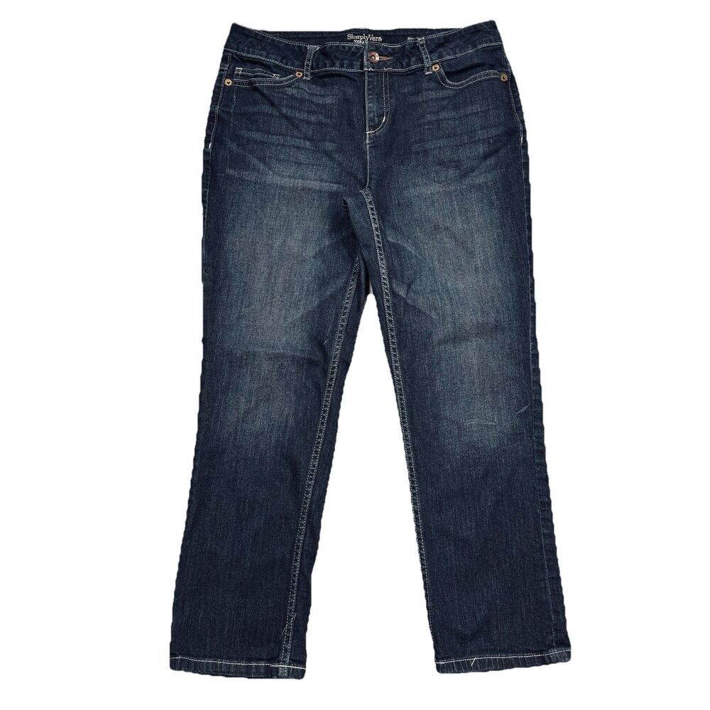 Simply Vera Wang Straight Crop Jeans 10 (31x24.5) Dark Wash Blue Mid Rise Womens